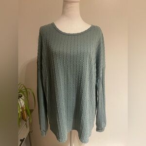 Ekouaer XXL Mint Green Textured Knit Tunic, Oversized Boho Chic Pullover Top
